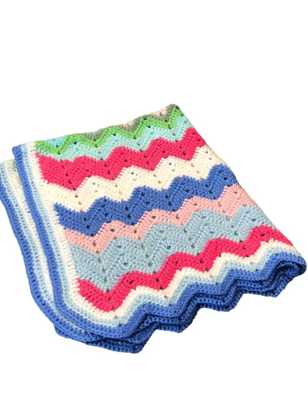 Handmade Multicolor Chevron Crochet Blanket Baby Sofa Throw Lap